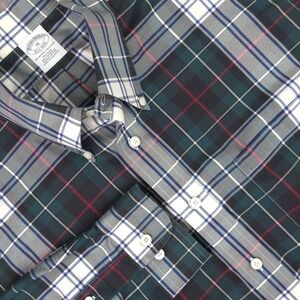 Brooks Brothers Shirt Mens XL Green Plaid Non Iron Supima Cotton Button Down